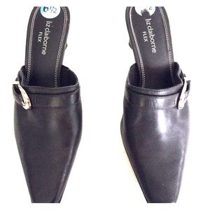 LIZ CLAIBORNE FLEX, BLACK LEATHER, 6 1/2 WORN ONCE